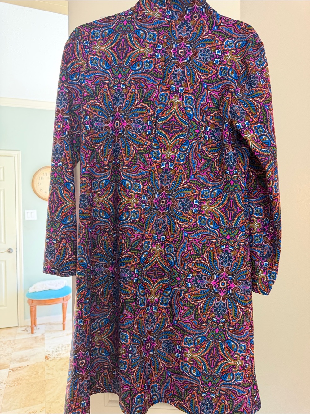 Jude Connally Purple Multicolor Paisley Mock Neck Mini Dress - Picture 2 of 4